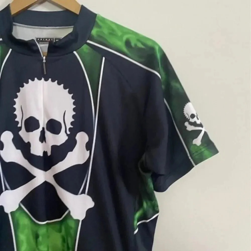 Primal Cycling Jersey Black Skull Green Flames - Picture 4 of 7